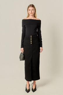 ENGLISH FACTORY - Denim Maxi Skirt - SKIRTS available at Objectrare