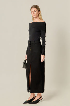 ENGLISH FACTORY - Denim Maxi Skirt - SKIRTS available at Objectrare