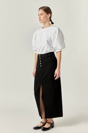ENGLISH FACTORY - Denim Maxi Skirt - SKIRTS available at Objectrare