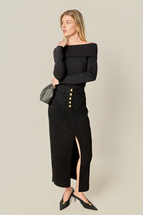 ENGLISH FACTORY - Denim Maxi Skirt - SKIRTS available at Objectrare