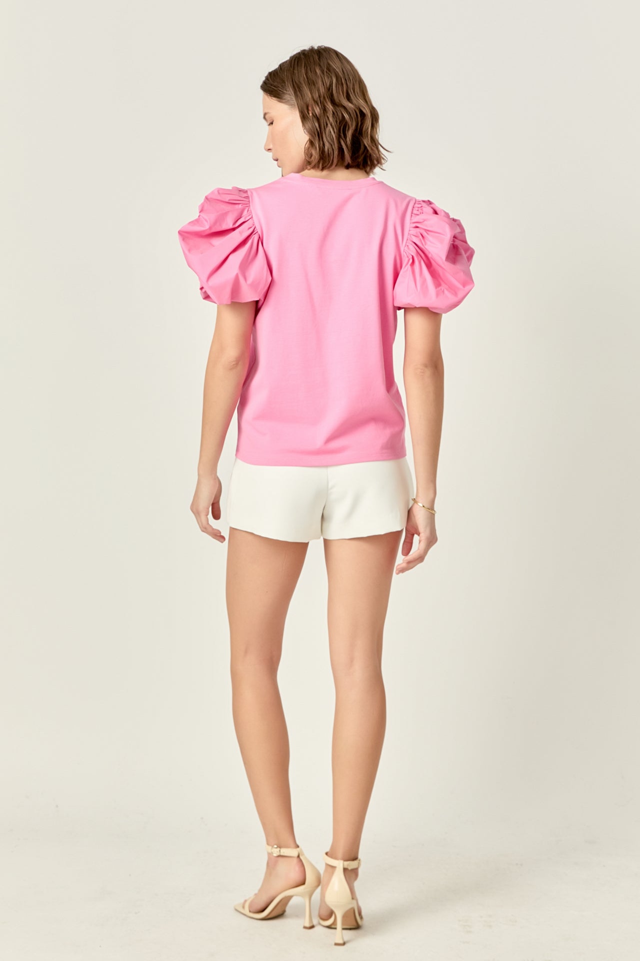 ENGLISH FACTORY - Puff Sleeves Mixed Media - TOPS available at Objectrare