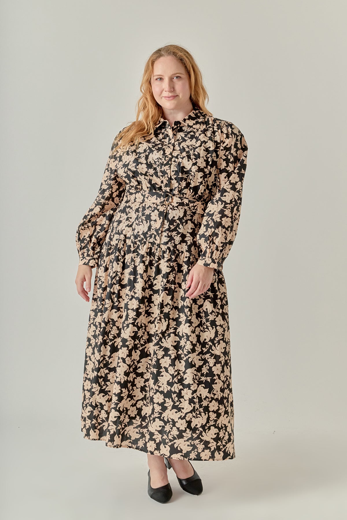 Plus Size Fall Printed Midi Dress