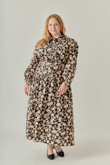 Plus Size Fall Printed Midi Dress