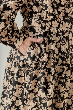 Plus Size Fall Printed Midi Dress