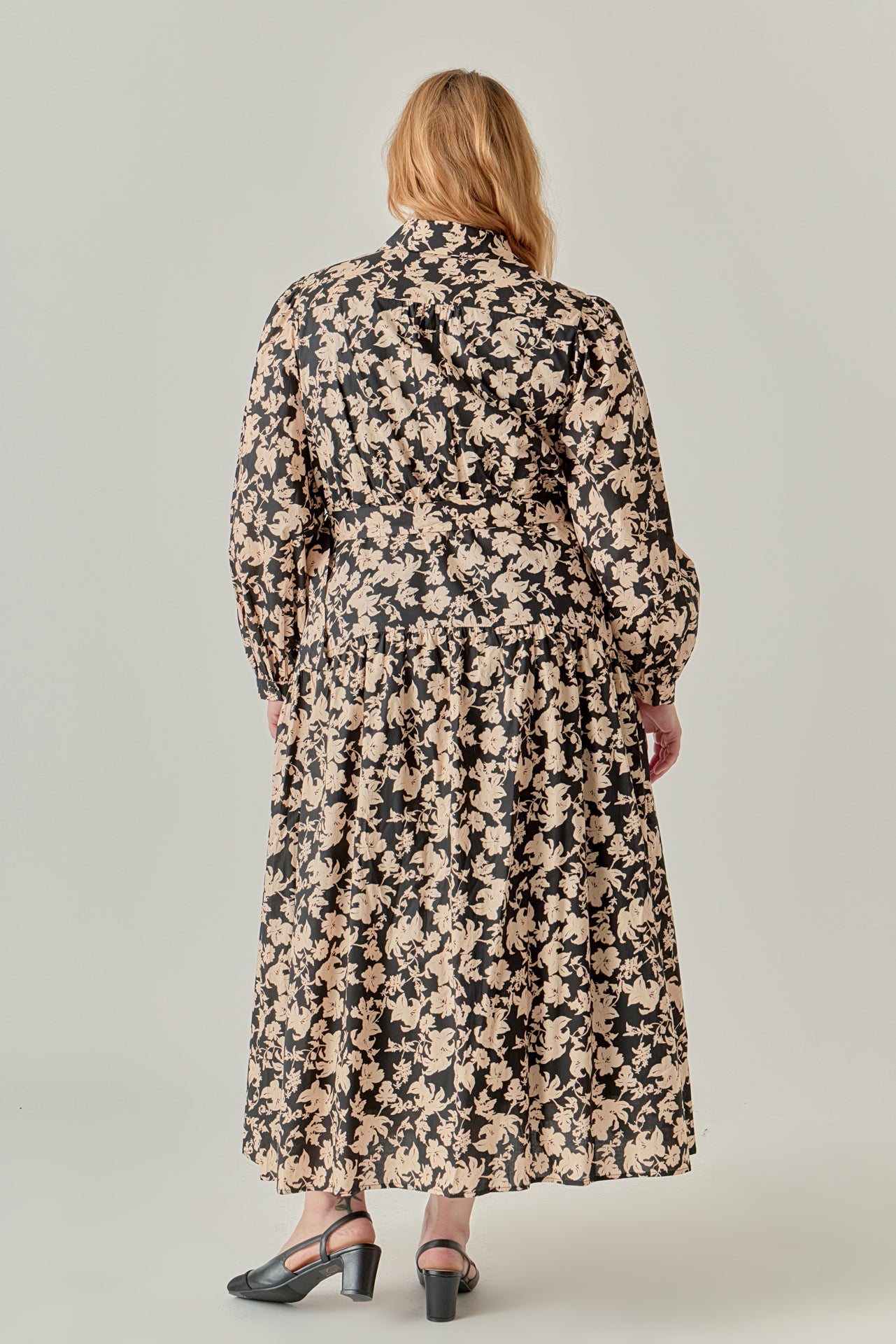 Plus Size Fall Printed Midi Dress