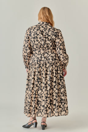 Plus Size Fall Printed Midi Dress