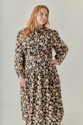 Plus Size Fall Printed Midi Dress