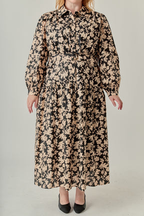 Plus Size Fall Printed Midi Dress