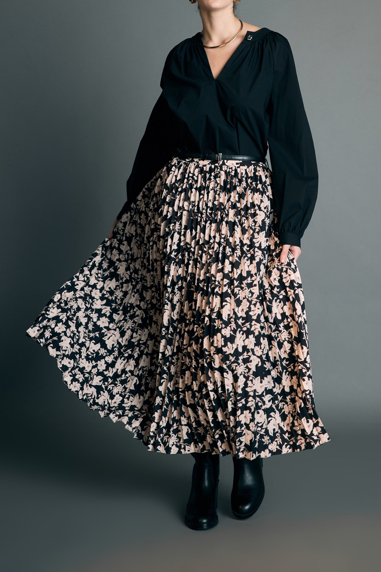 ENGLISH FACTORY - English Factory - Pleated Print Midi Skirt - SKIRTS available at Objectrare