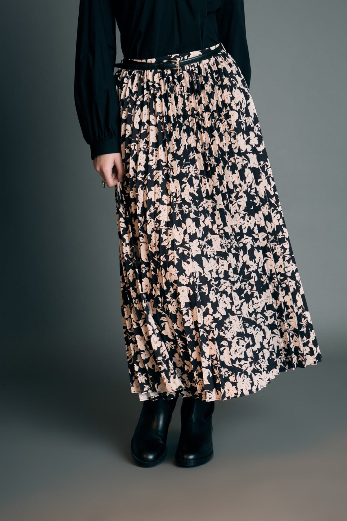 ENGLISH FACTORY - Pleated Print Midi Skirt - SKIRTS available at Objectrare