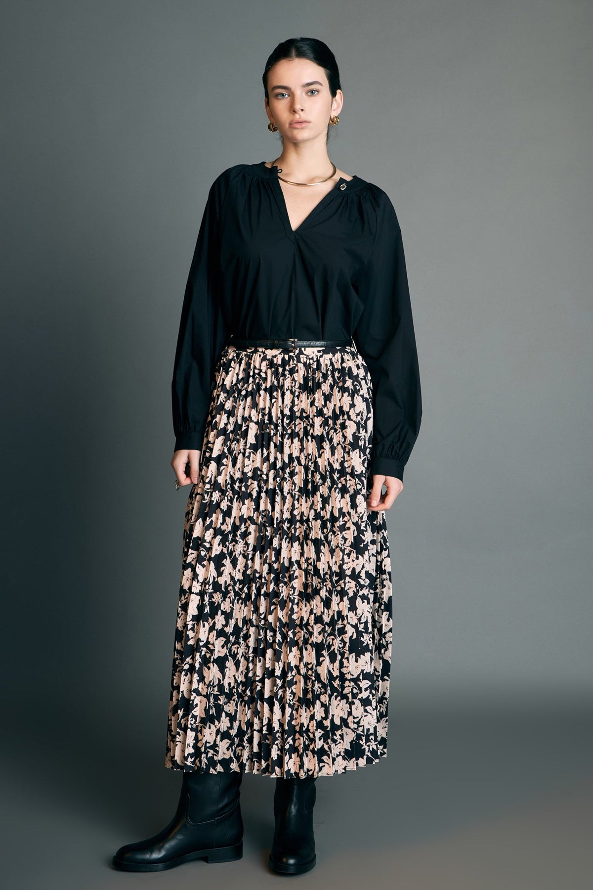 ENGLISH FACTORY - English Factory - Pleated Print Midi Skirt - SKIRTS available at Objectrare