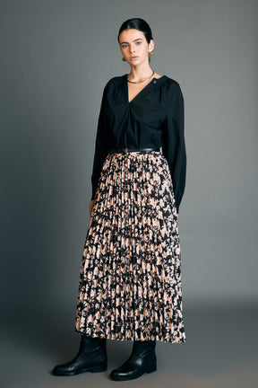 ENGLISH FACTORY - English Factory - Pleated Print Midi Skirt - SKIRTS available at Objectrare