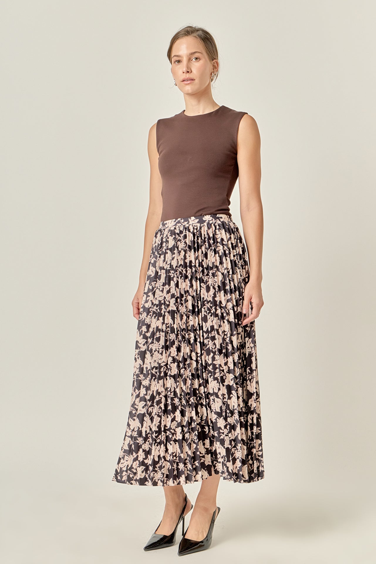 ENGLISH FACTORY - Pleated Print Midi Skirt - SKIRTS available at Objectrare