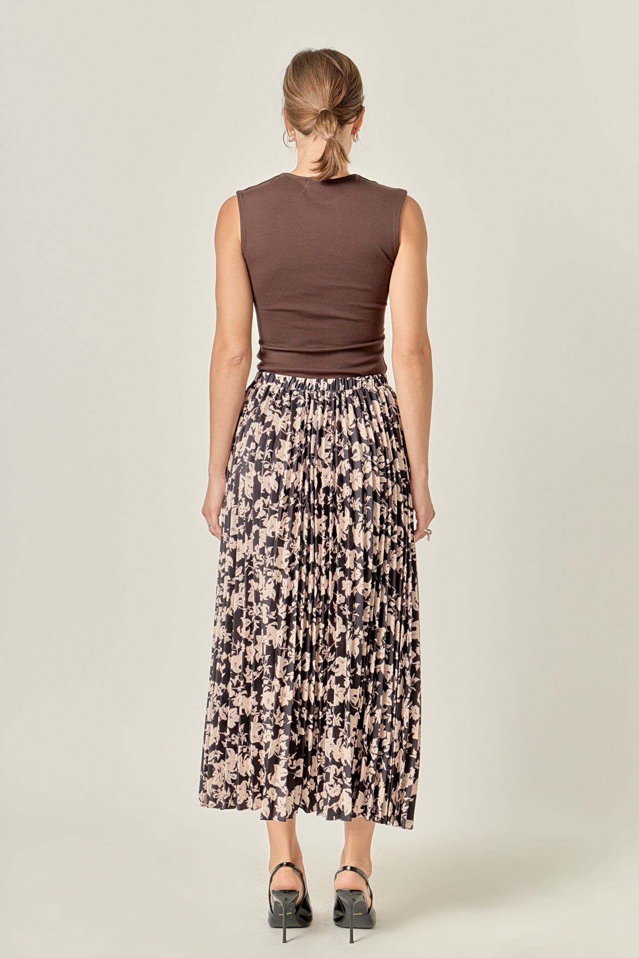 ENGLISH FACTORY - Pleated Print Midi Skirt - SKIRTS available at Objectrare