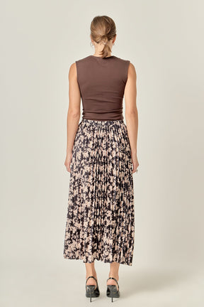 ENGLISH FACTORY - Pleated Print Midi Skirt - SKIRTS available at Objectrare