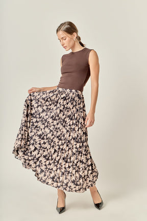 ENGLISH FACTORY - Pleated Print Midi Skirt - SKIRTS available at Objectrare