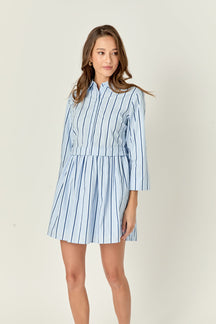 ENGLISH FACTORY - English Factory - Poppy Sailor Stripe Shirt Mini Dress - DRESSES available at Objectrare