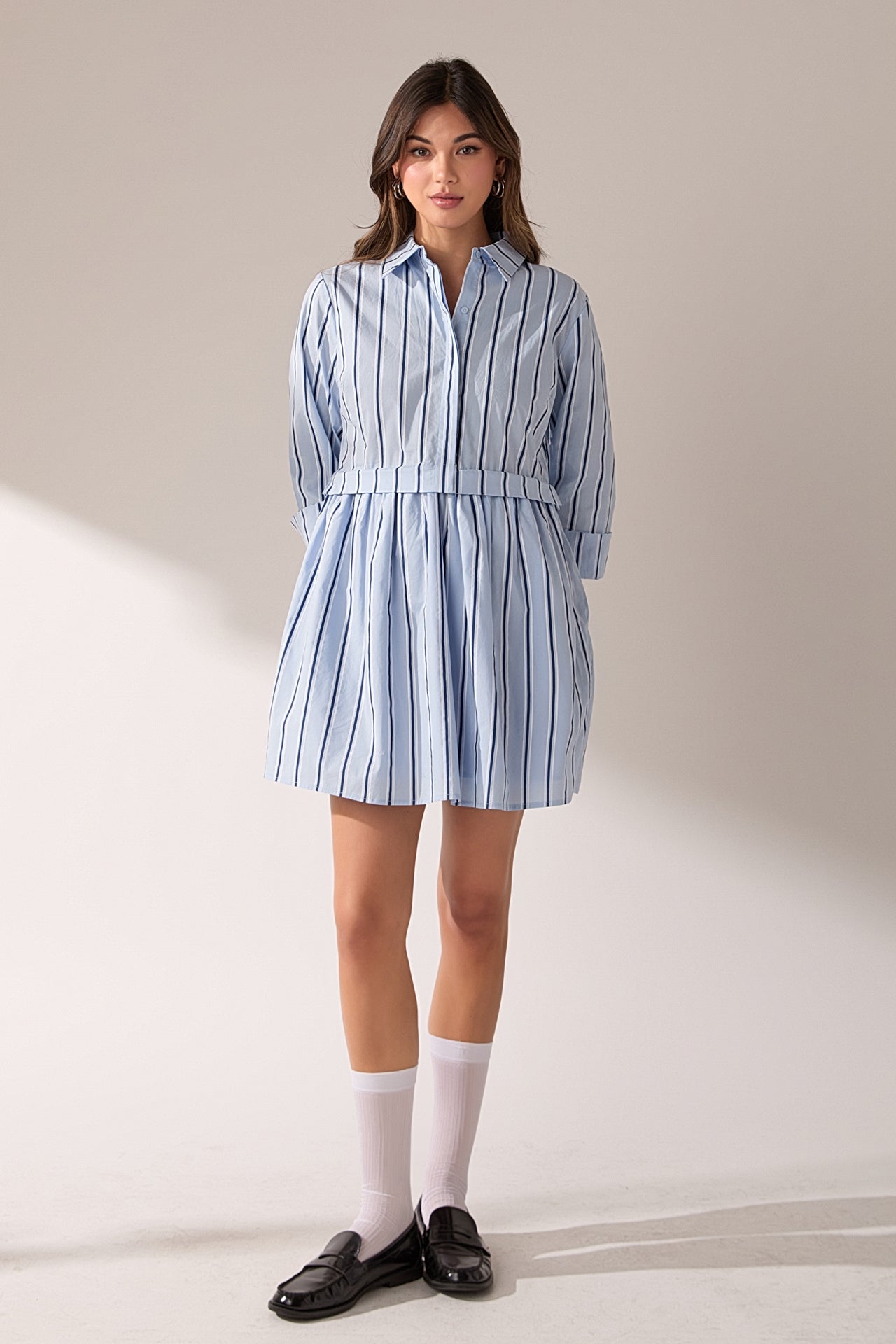 ENGLISH FACTORY - Poppy Sailor Stripe Shirt Mini Dress - DRESSES available at Objectrare