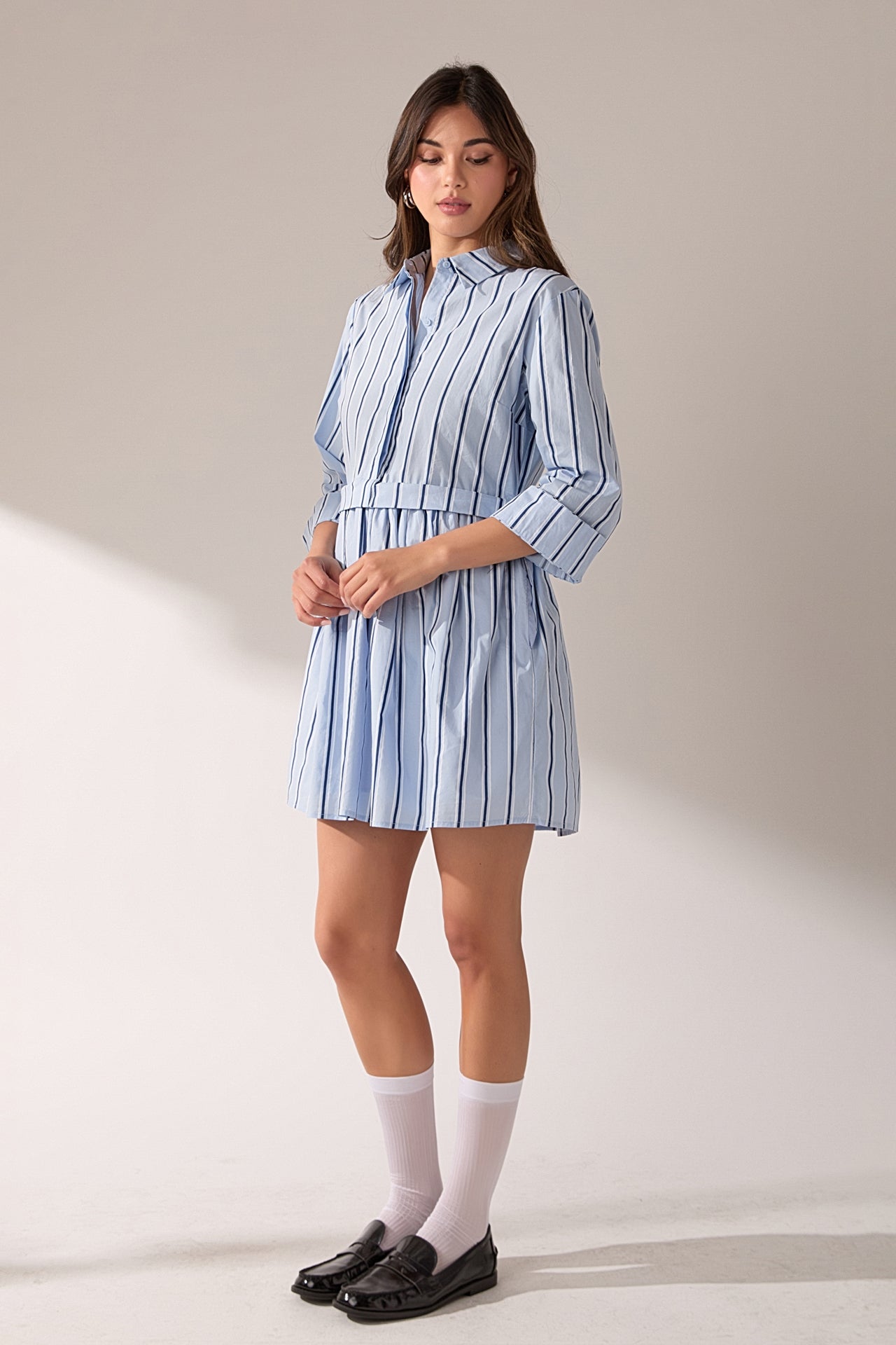 ENGLISH FACTORY - Poppy Sailor Stripe Shirt Mini Dress - DRESSES available at Objectrare