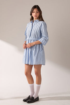ENGLISH FACTORY - Poppy Sailor Stripe Shirt Mini Dress - DRESSES available at Objectrare
