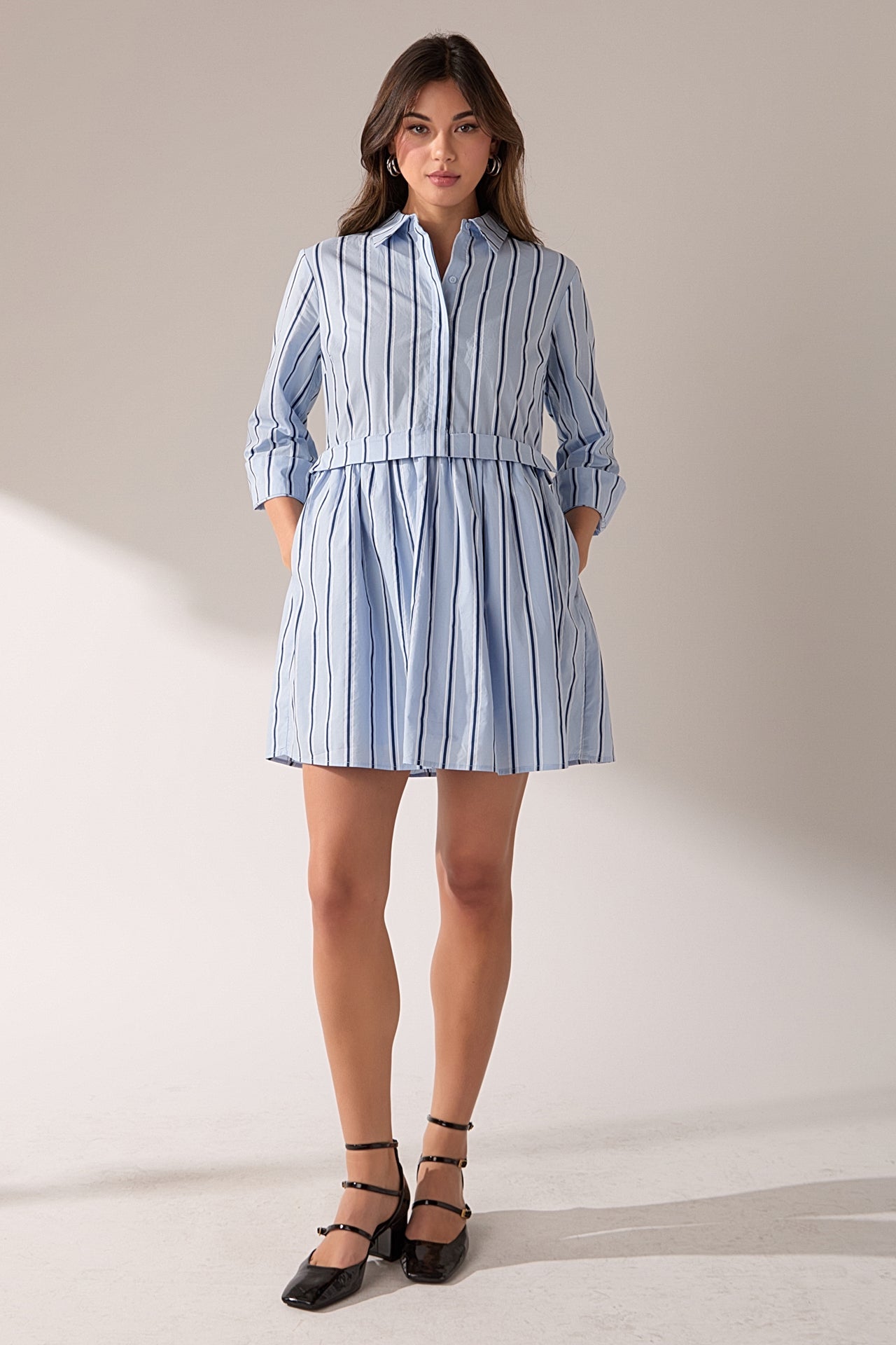 ENGLISH FACTORY - Poppy Sailor Stripe Shirt Mini Dress - DRESSES available at Objectrare