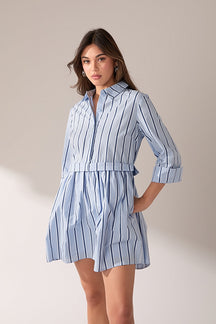 ENGLISH FACTORY - Poppy Sailor Stripe Shirt Mini Dress - DRESSES available at Objectrare