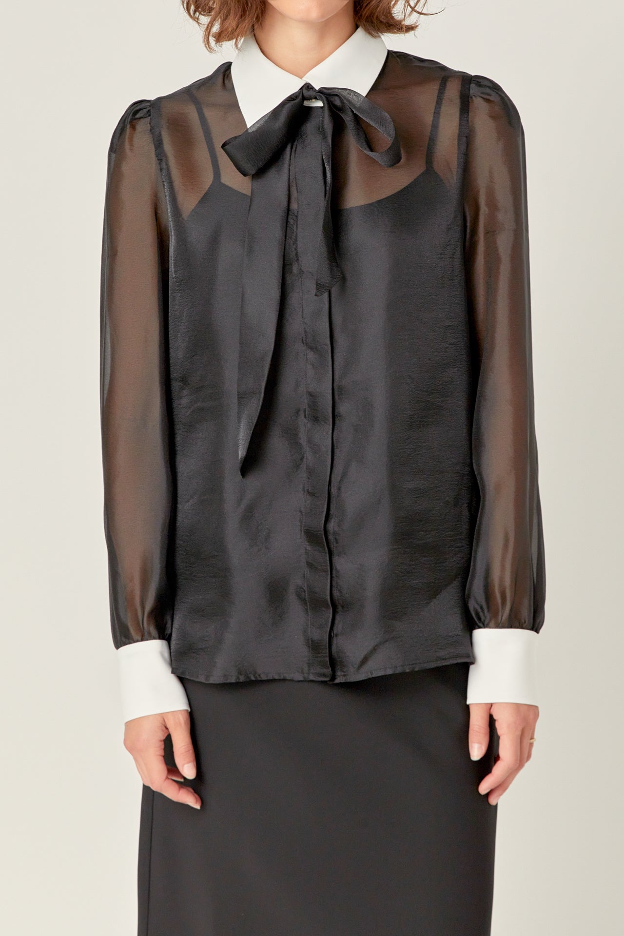 ENGLISH FACTORY - English Factory - See Through Bow Tie Blouse - SHIRTS & BLOUSES available at Objectrare