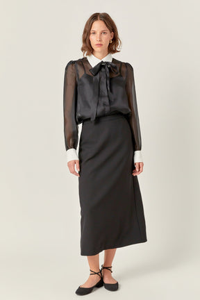 ENGLISH FACTORY - See Through Bow Tie Blouse - SHIRTS & BLOUSES available at Objectrare