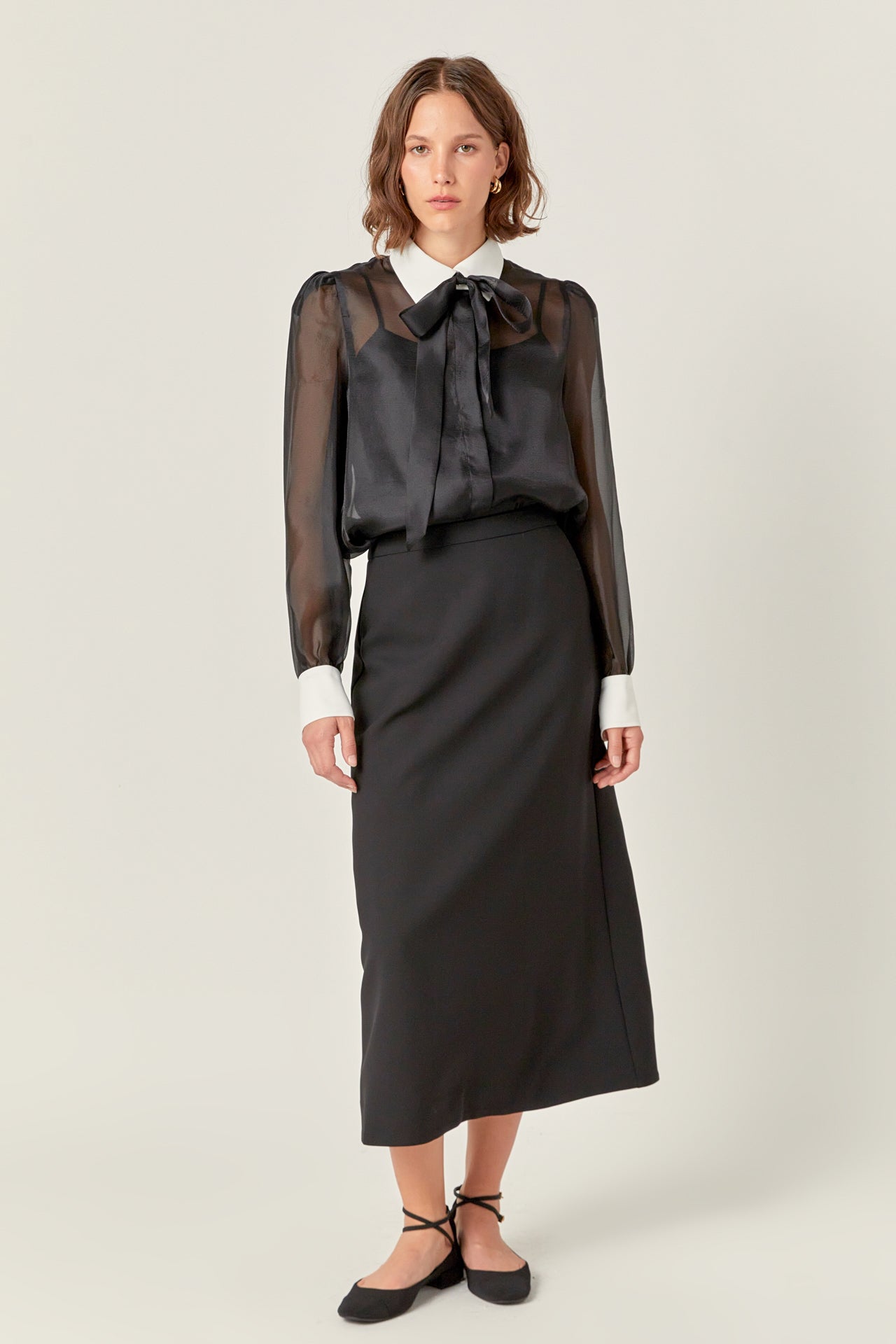 ENGLISH FACTORY - English Factory - See Through Bow Tie Blouse - SHIRTS & BLOUSES available at Objectrare