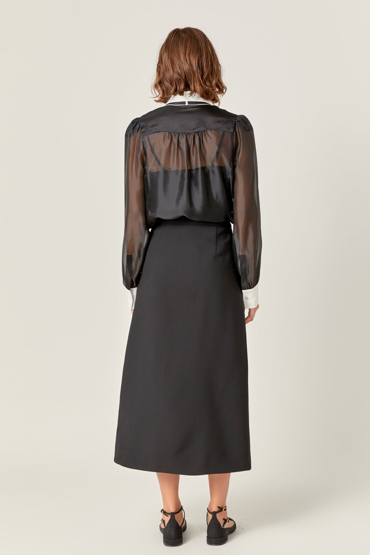 ENGLISH FACTORY - See Through Bow Tie Blouse - SHIRTS & BLOUSES available at Objectrare