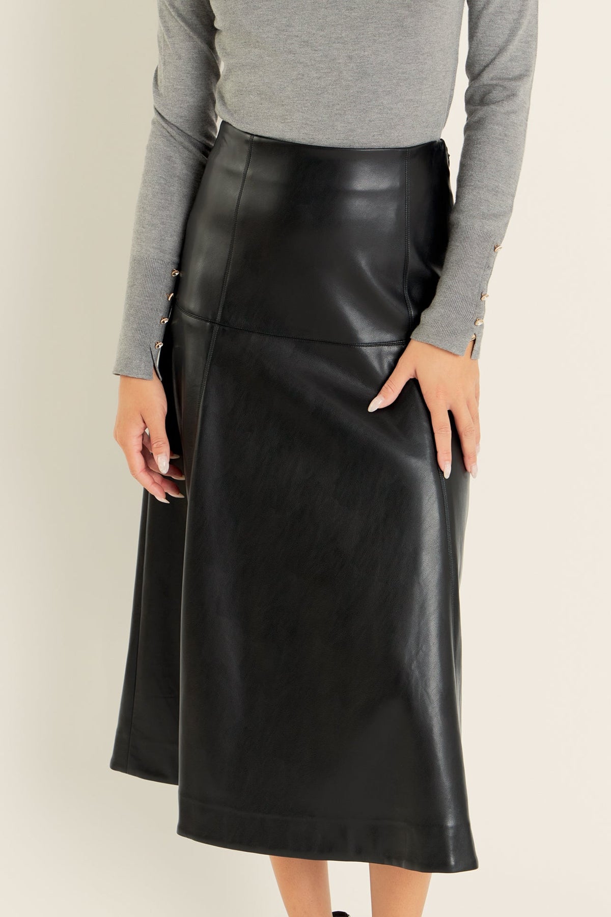 ENGLISH FACTORY - PU High Waisted Midi Skirt - SKIRTS available at Objectrare