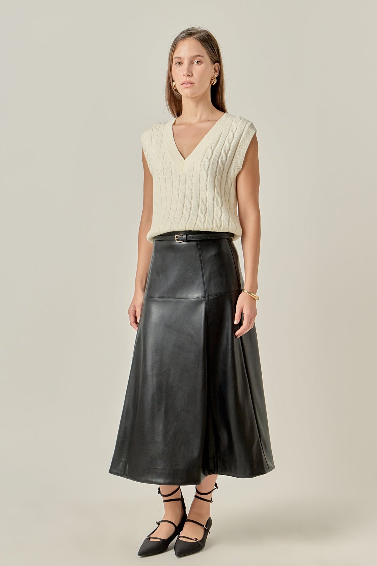 ENGLISH FACTORY - PU High Waisted Midi Skirt - SKIRTS available at Objectrare