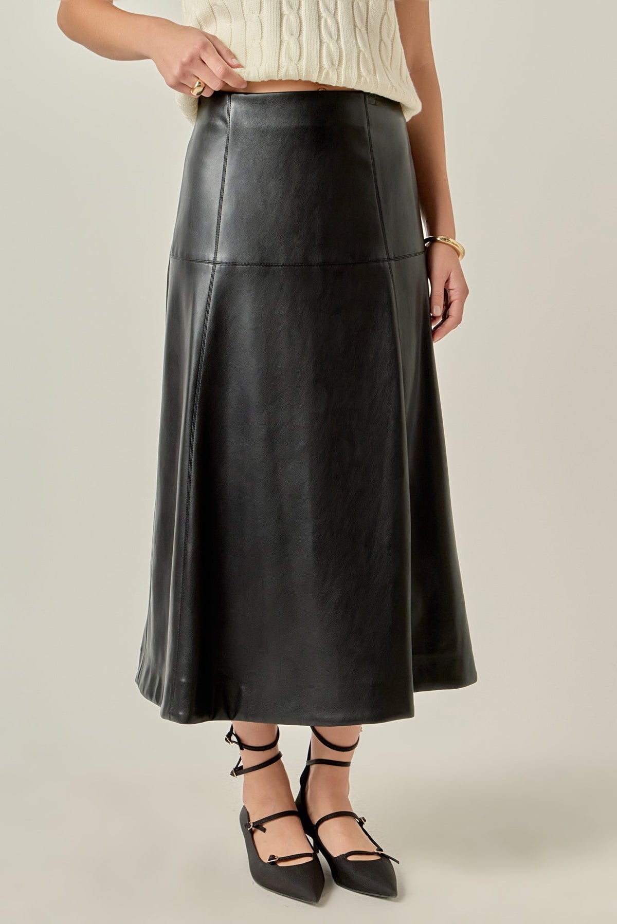 ENGLISH FACTORY - PU High Waisted Midi Skirt - SKIRTS available at Objectrare