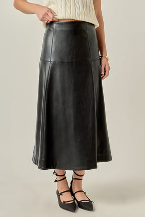 ENGLISH FACTORY - PU High Waisted Midi Skirt - SKIRTS available at Objectrare