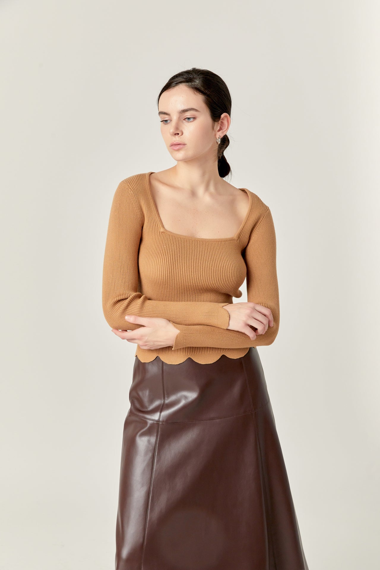 ENGLISH FACTORY - PU High Waisted Midi Skirt - SKIRTS available at Objectrare