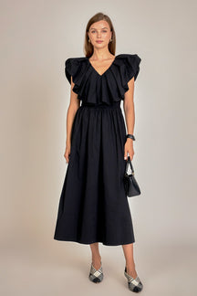 ENGLISH FACTORY - English Factory - Mix Media Ruffled Sleeveless Dress - DRESSES available at Objectrare