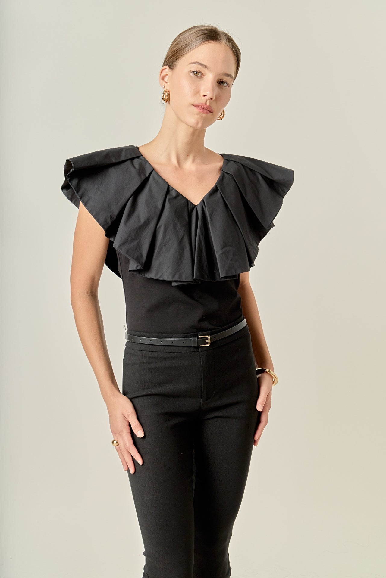 ENGLISH FACTORY - Mix Media Ruffled Sleeveless Top - TOPS available at Objectrare