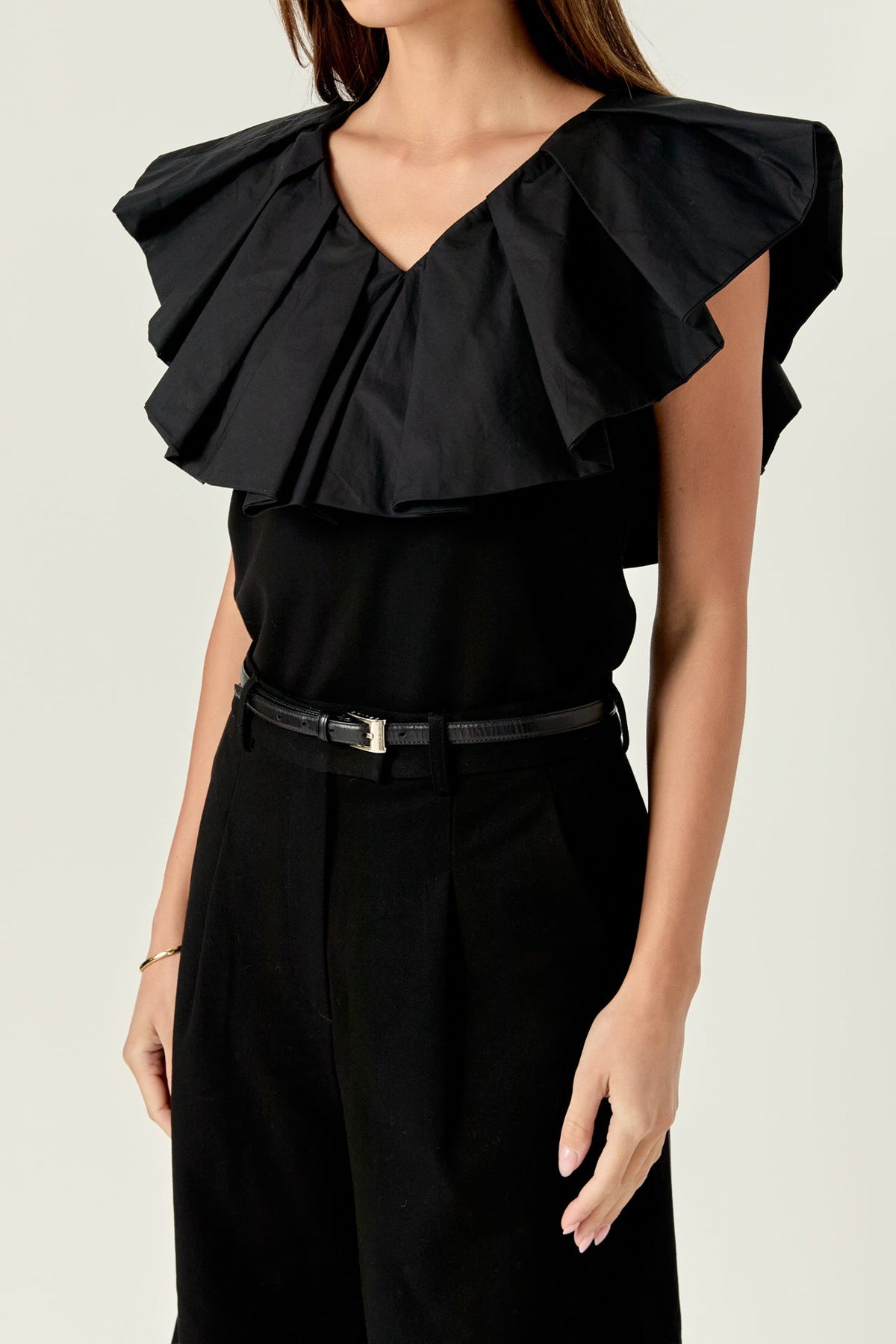 ENGLISH FACTORY - English Factory - Mix Media Ruffled Sleeveless Top - TOPS available at Objectrare