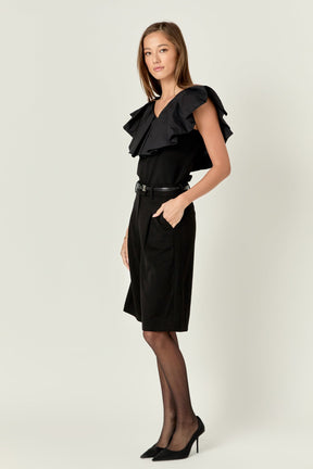 ENGLISH FACTORY - Mix Media Ruffled Sleeveless Top - TOPS available at Objectrare