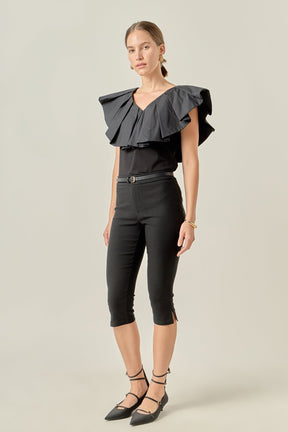 ENGLISH FACTORY - Mix Media Ruffled Sleeveless Top - TOPS available at Objectrare