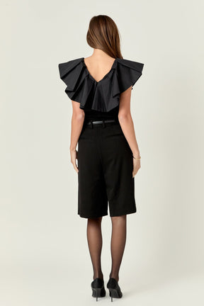 ENGLISH FACTORY - Mix Media Ruffled Sleeveless Top - TOPS available at Objectrare