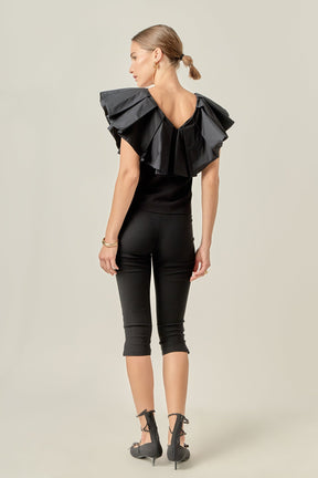 ENGLISH FACTORY - Mix Media Ruffled Sleeveless Top - TOPS available at Objectrare