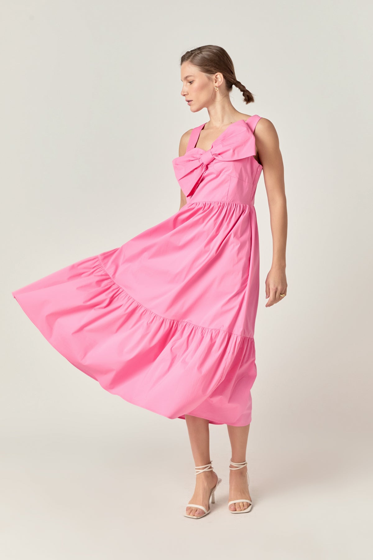 Bow Sleeveless Midi Dress