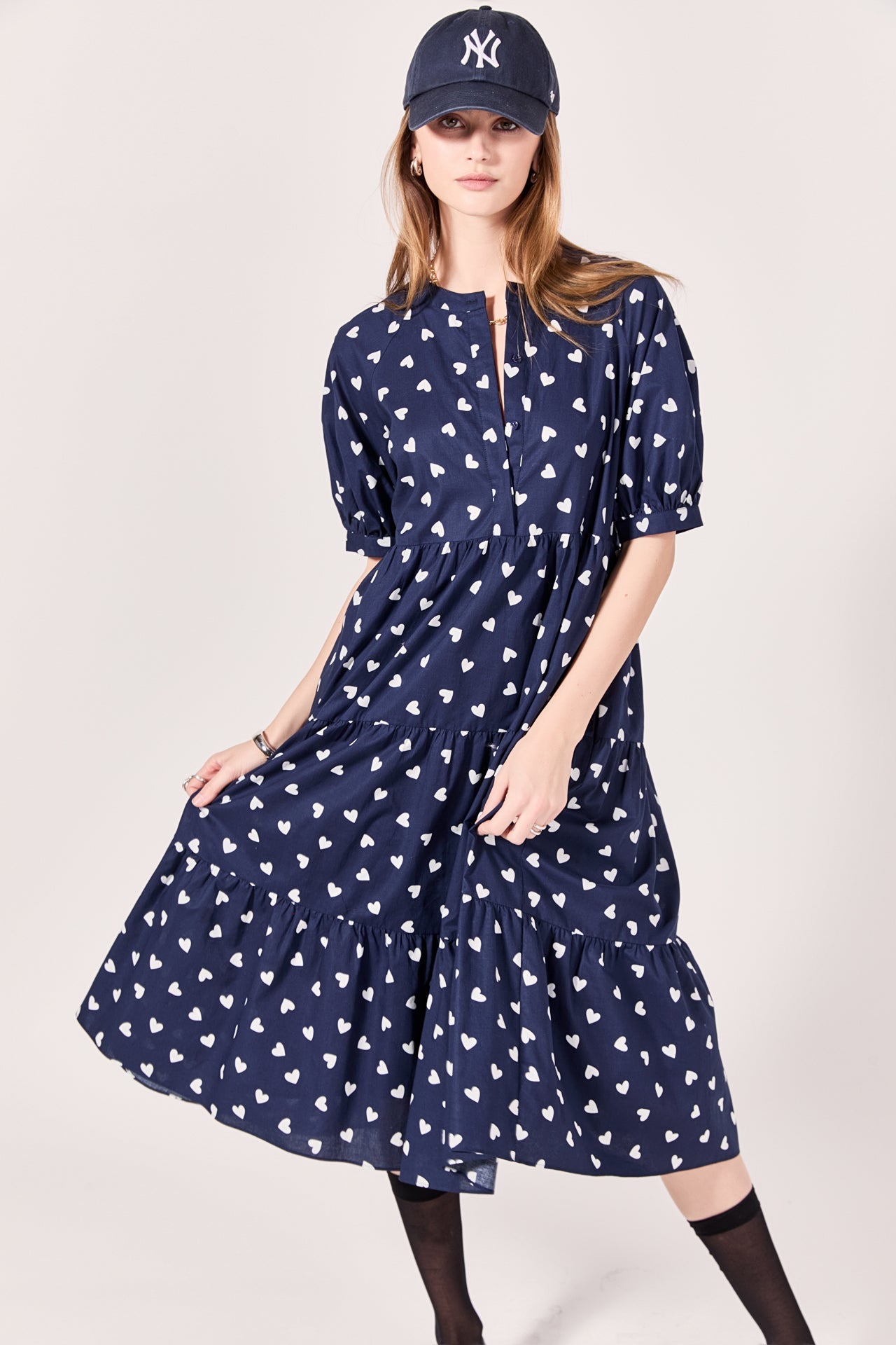 ENGLISH FACTORY - Lovelyn Heart Printed Midi Dress - DRESSES available at Objectrare