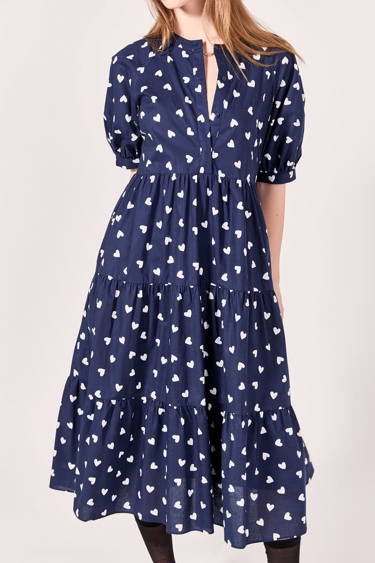 ENGLISH FACTORY - Lovelyn Heart Printed Midi Dress - DRESSES available at Objectrare