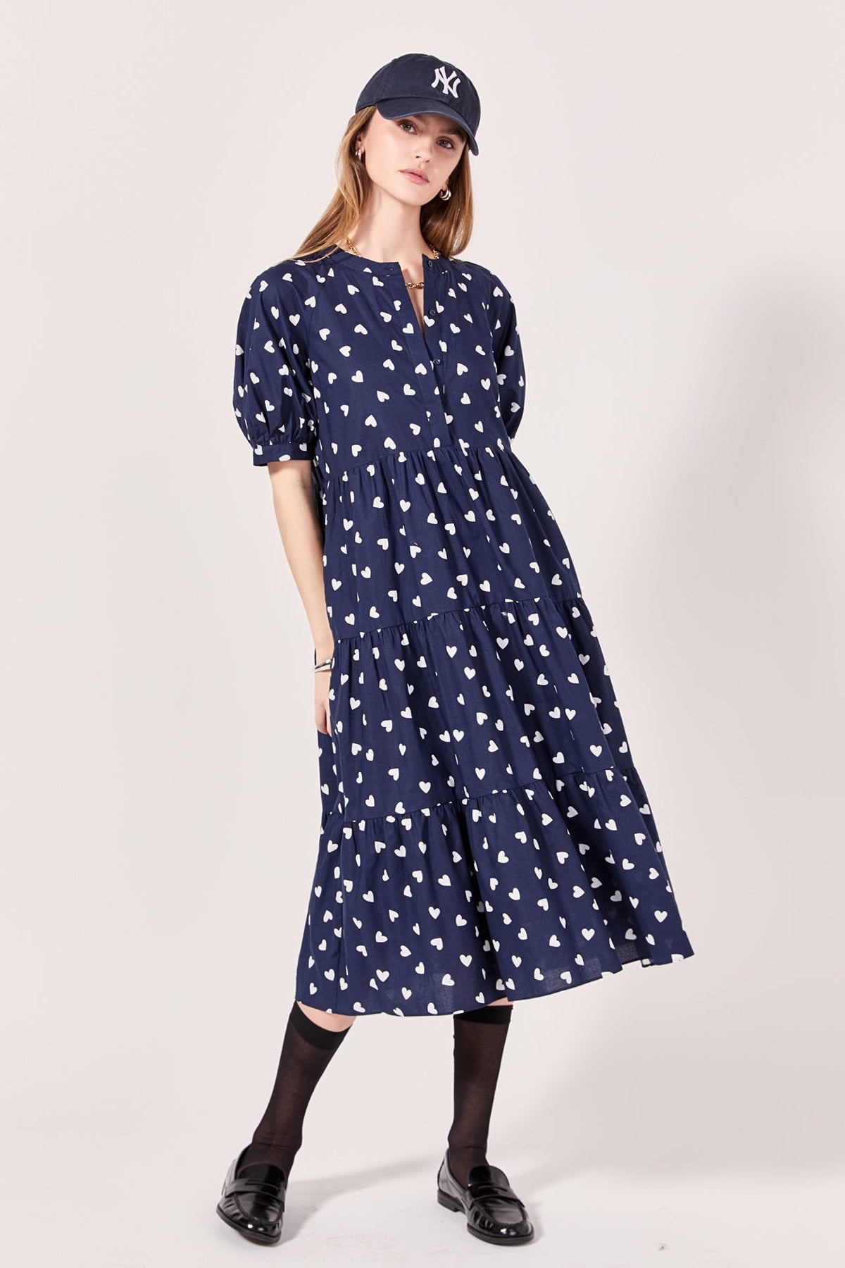 ENGLISH FACTORY - Lovelyn Heart Printed Midi Dress - DRESSES available at Objectrare