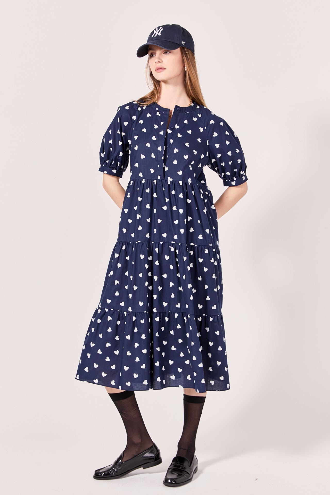 ENGLISH FACTORY - Lovelyn Heart Printed Midi Dress - DRESSES available at Objectrare