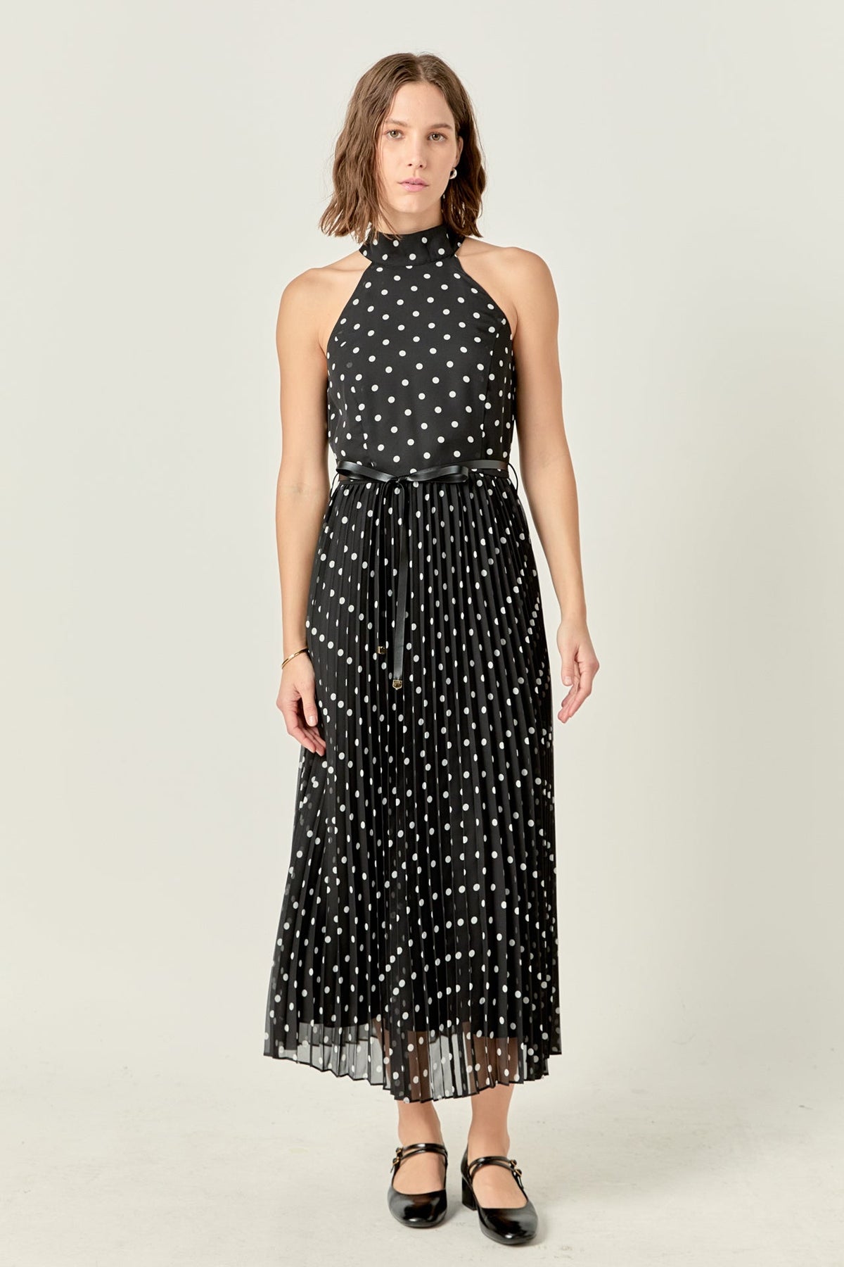 ENGLISH FACTORY - Zoe Polka Dot Pleated Midi Dress - DRESSES available at Objectrare