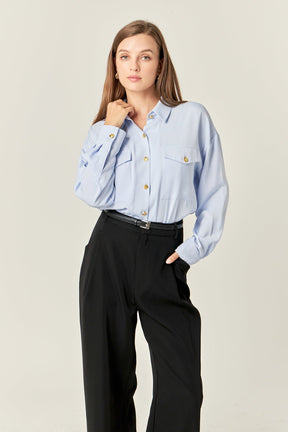 ENGLISH FACTORY - Gold Button Shirt Blouse - BLOUSES available at Objectrare