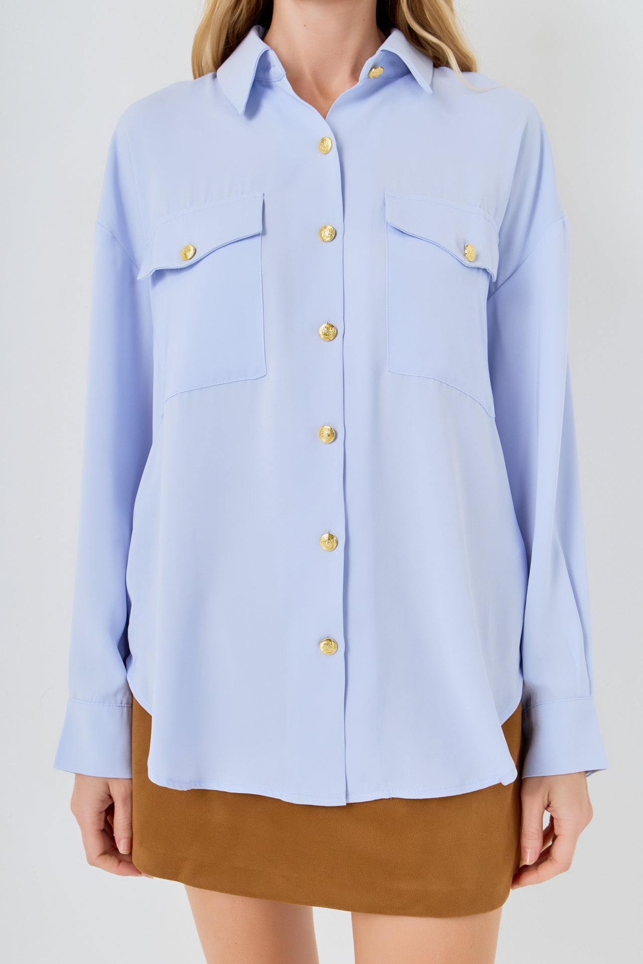 Gold Button Shirt Blouse